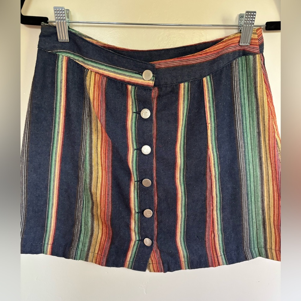 Saturday Morning Pancakes Striped Button-Front Mini Skirt – Size M A2